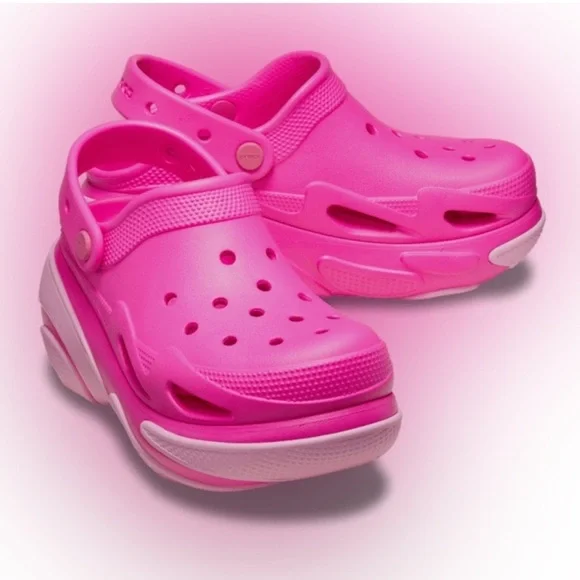 Crocs Bubble Crush Clog size W8 NWT Hot Pink Platform - Picture 2 of 4